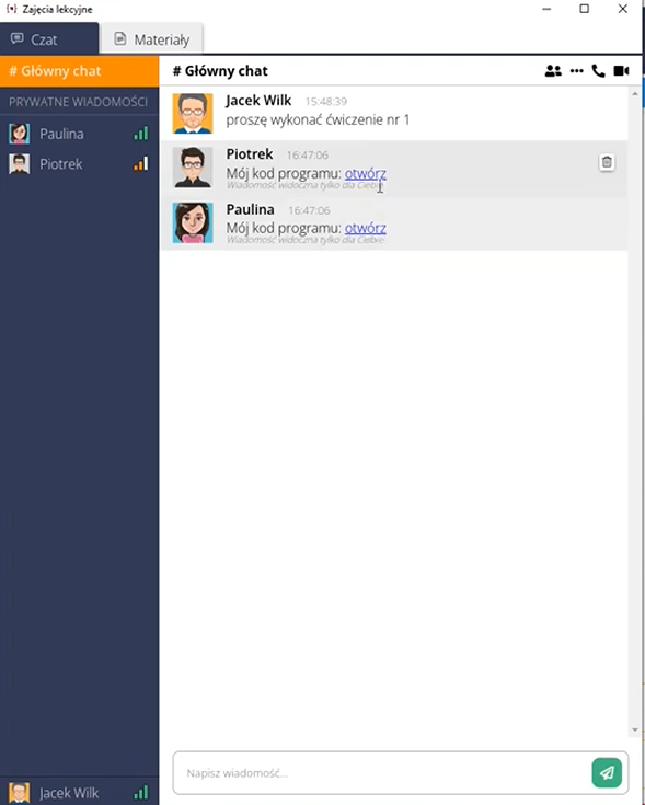 Zarządzanie uczniami w Code Designer IDE