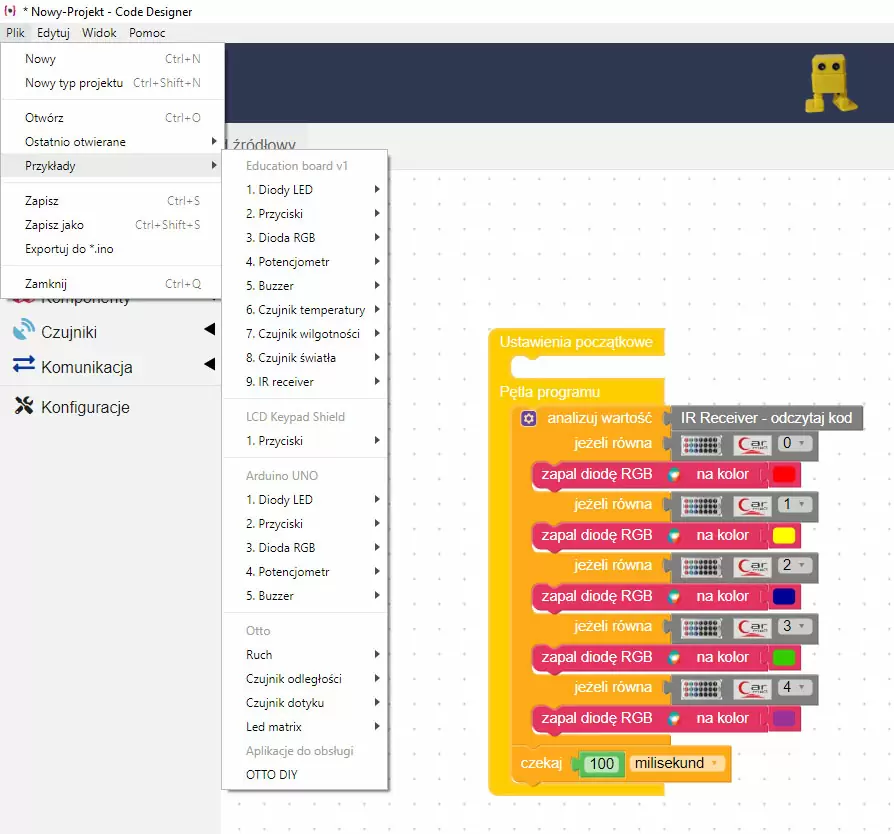 Code Designer - programowanie blokowe Arduino